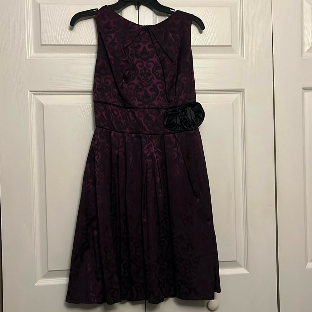 Ladies Deep Purple and black damask dress
